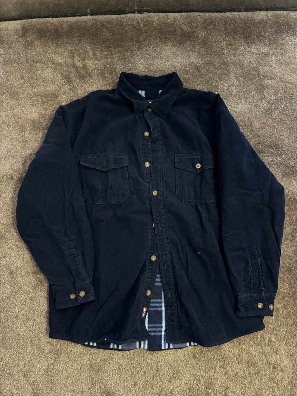 Levis Jacket Blue Corduroy Fleece Lined Plaid Large